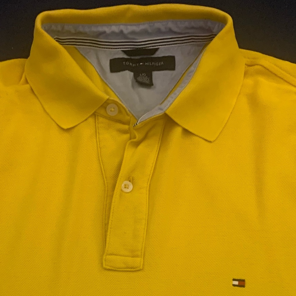 TOMMY HILFIGER SS All Cotton Optic Yellow Polo - Picture 7 of 7